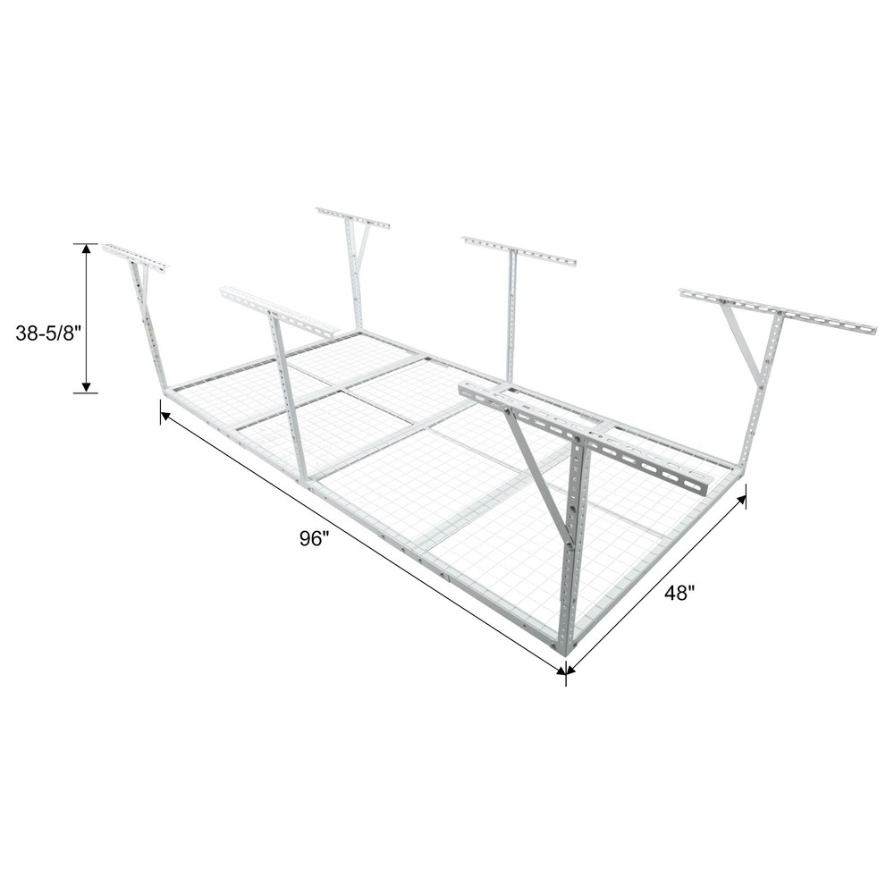 4x8FT Heavy-Duty Garage Ceiling Rack 600LB Capacity Adjustable Drop-Down