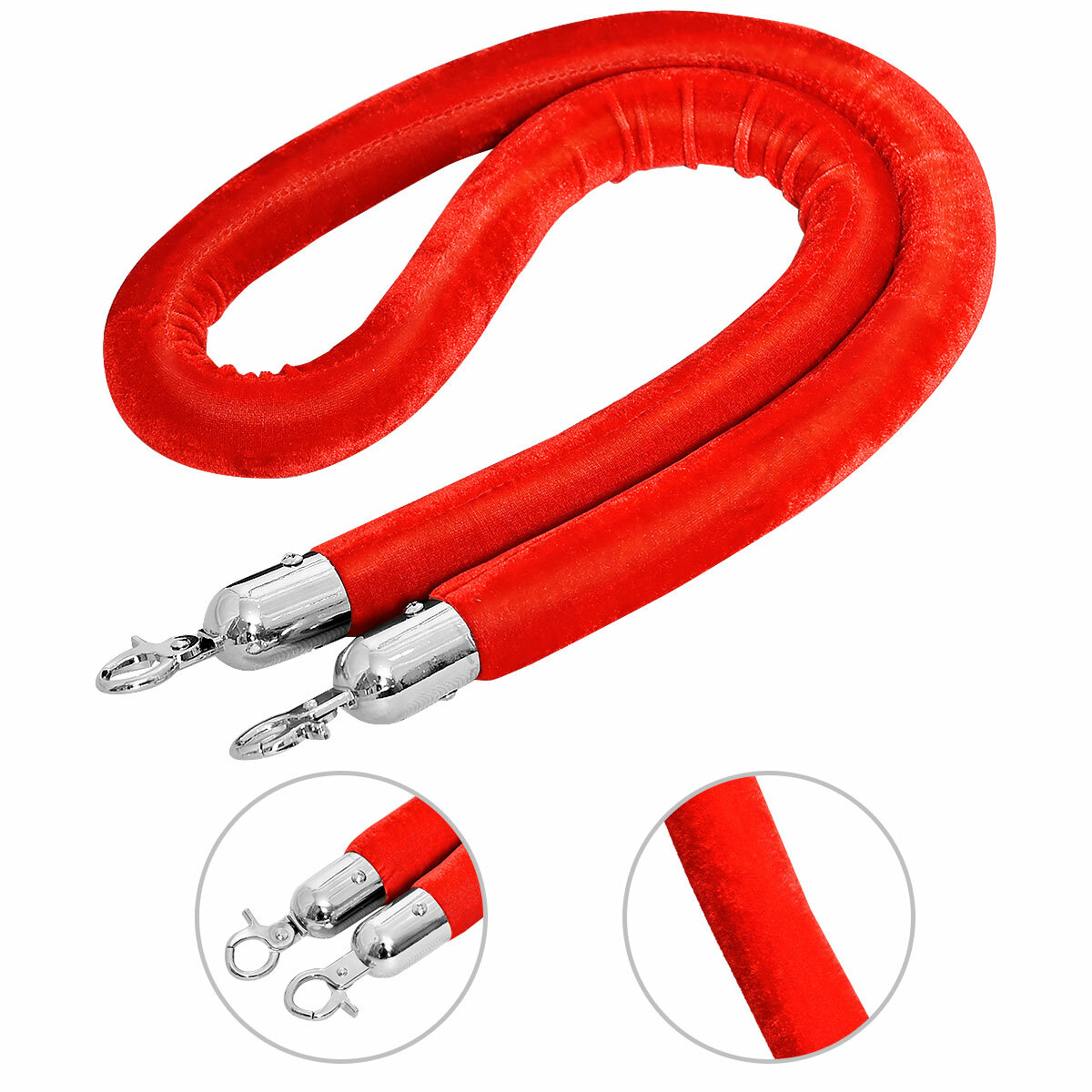 6Pcs Stanchion Posts Queue Pole Retractable 3 Velvet Ropes Crowd Control Barrier