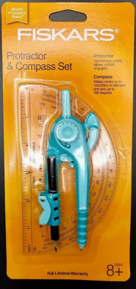 Fiskars Protractor & Compass Set - Select from 3 Color Options