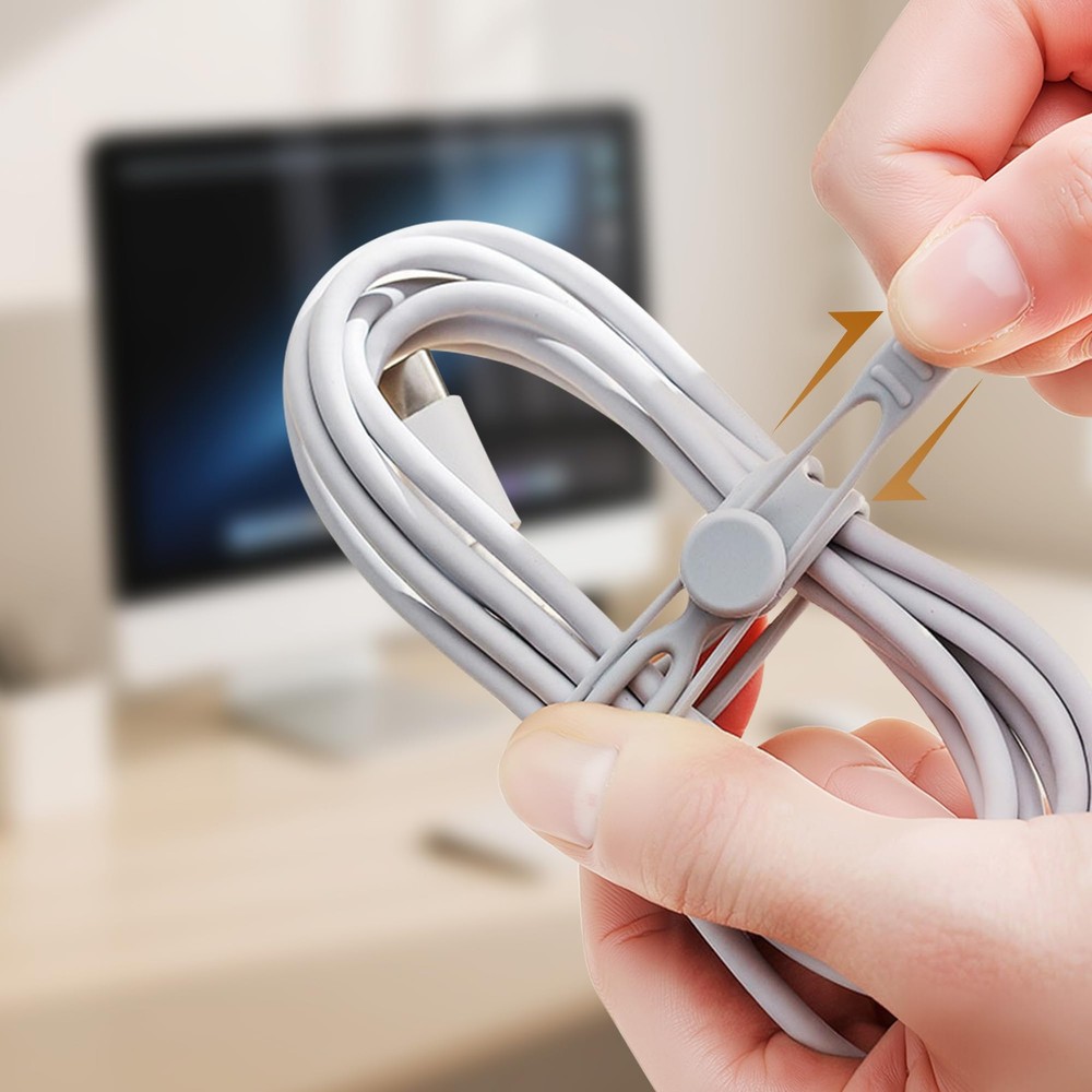30 Pcs Silicone Cable Ties, Reusable Data Cable Organizer Wire Organizers for...
