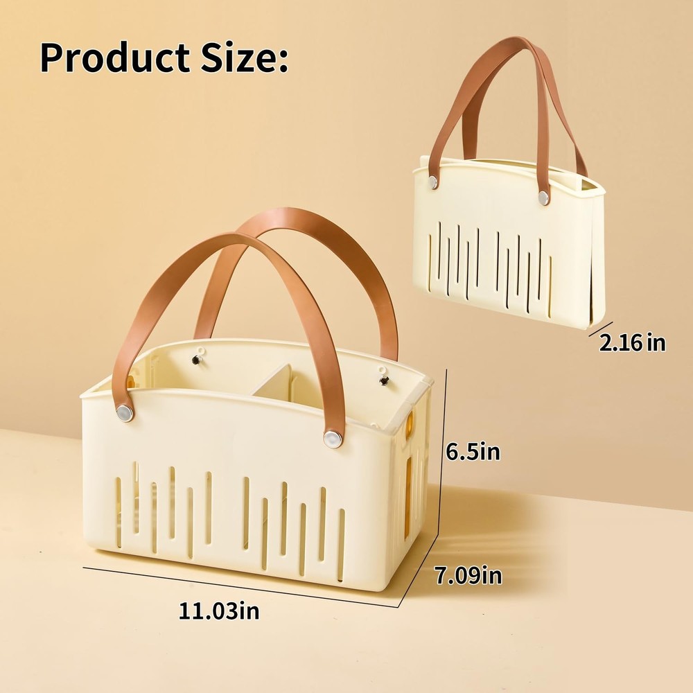Portable Shower Caddy,Foldable Shower Caddy with Handle and Adjustable Divide...