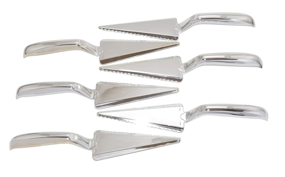 6 Pack Disposable Plastic Pie/Cake Servers Heavy Duty Silver