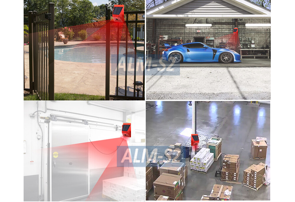 110dB Motion Sensor Alarm Solar Panel DC Powered Home Security IR Remote