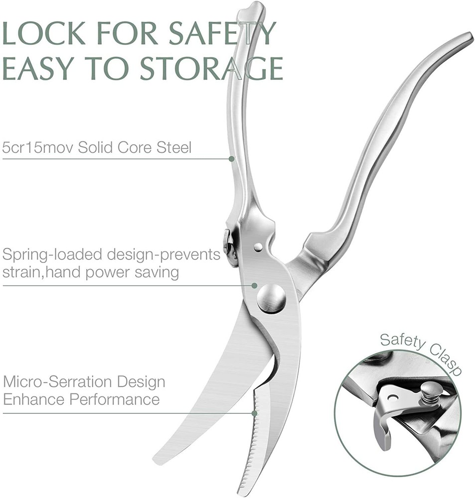 Soulhand Kitchen Shears with Solid Core Steel Shank, Multipurpose Heavy Duty