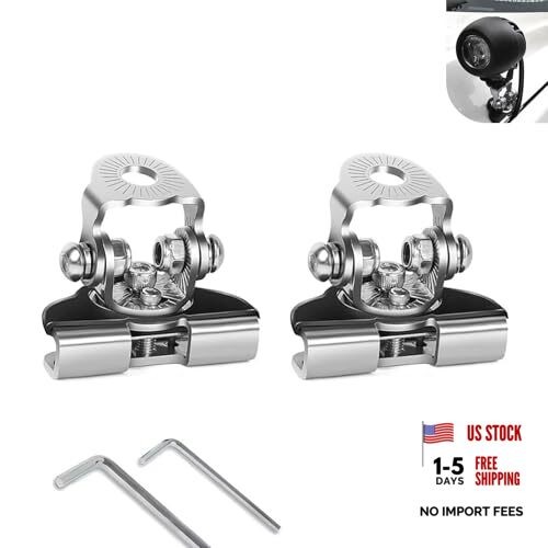 LED Light Bar Mounting Brackets, Adjustable Pillar Hood Work Lamp 2 PCS Silver