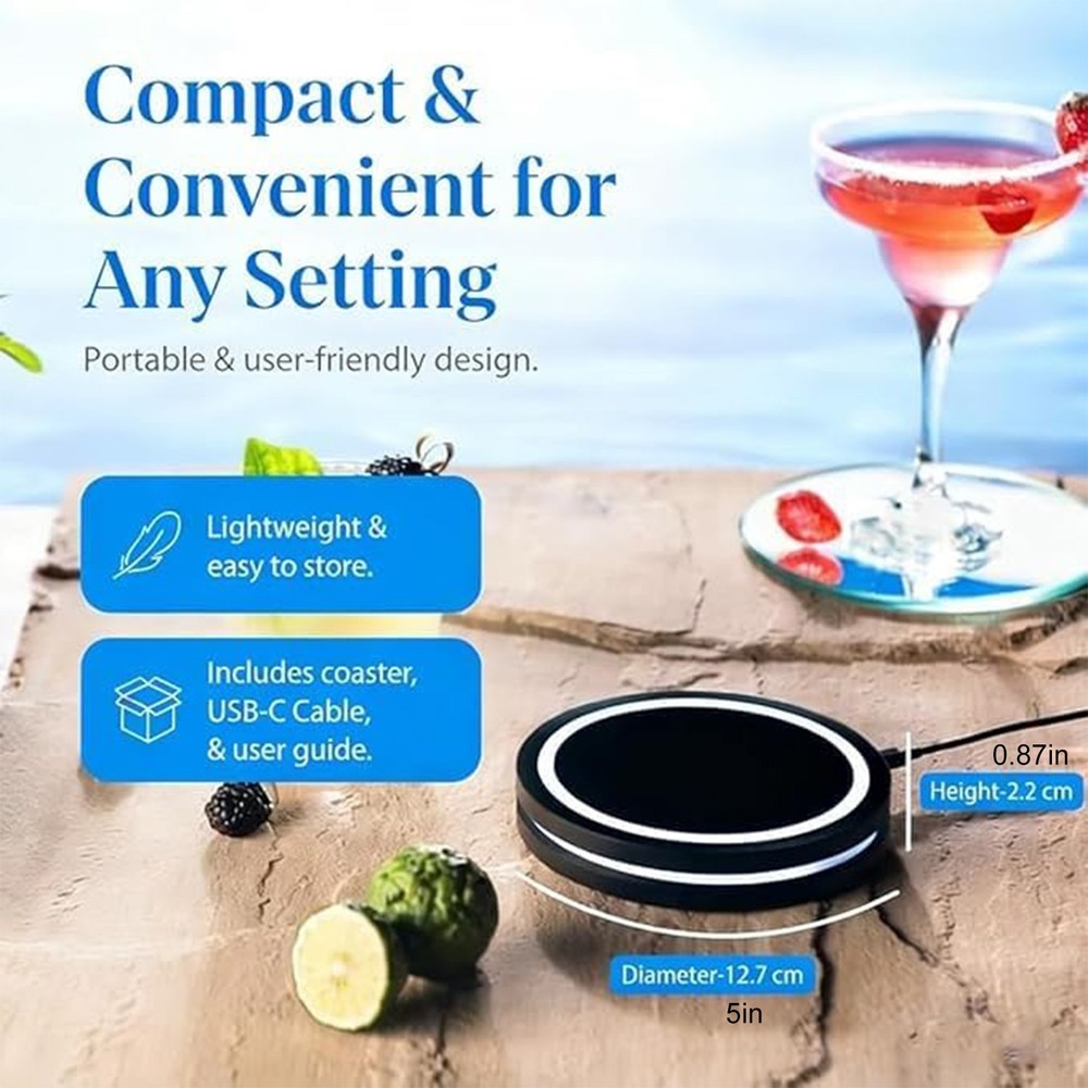 Cocktail Coaster Interactive Lighting Easy to Clean & Carry