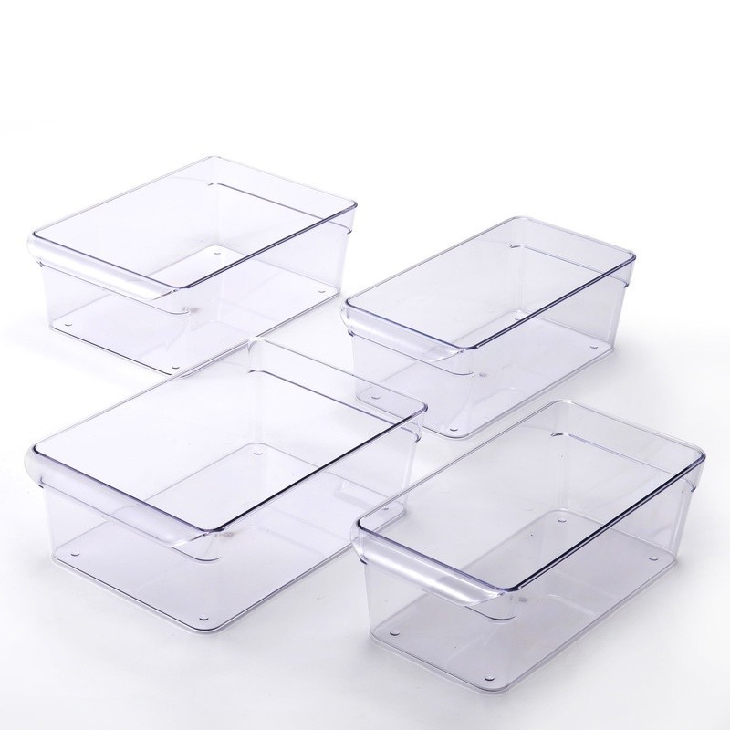 Clear Plastic Fridge Organizer Bins 4 Pack Stackable Storage Freezer Safe New