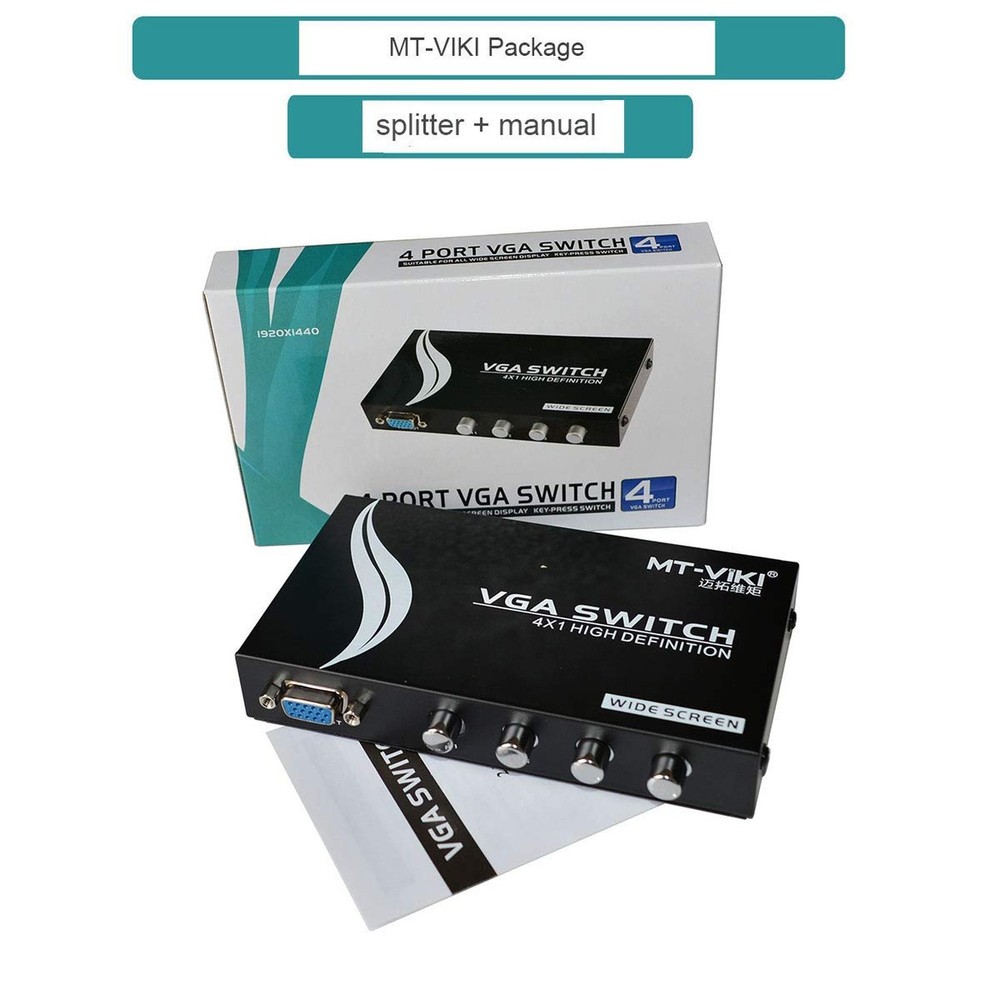 MT-VIKI 4 Port VGA Switch Video Selector Switcher Box (4 Input 1 Output)