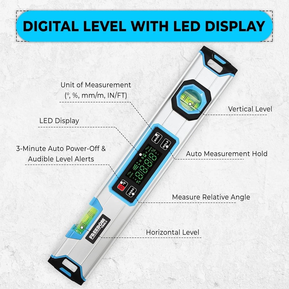 Freedom Tools 15.7" Digital Level LED Display - Professional Electronic Level