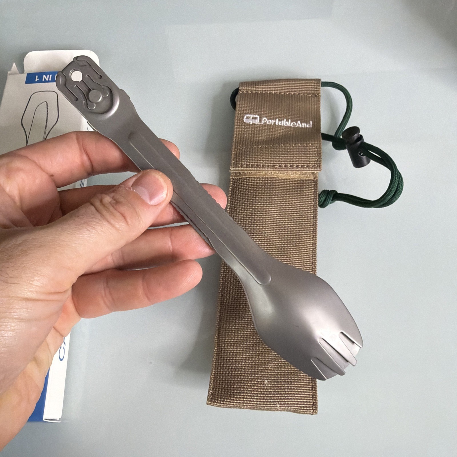 4in1 Camping Utensil Set Spoon Spork Knife Tongs Stainless Steel Multi Tool For