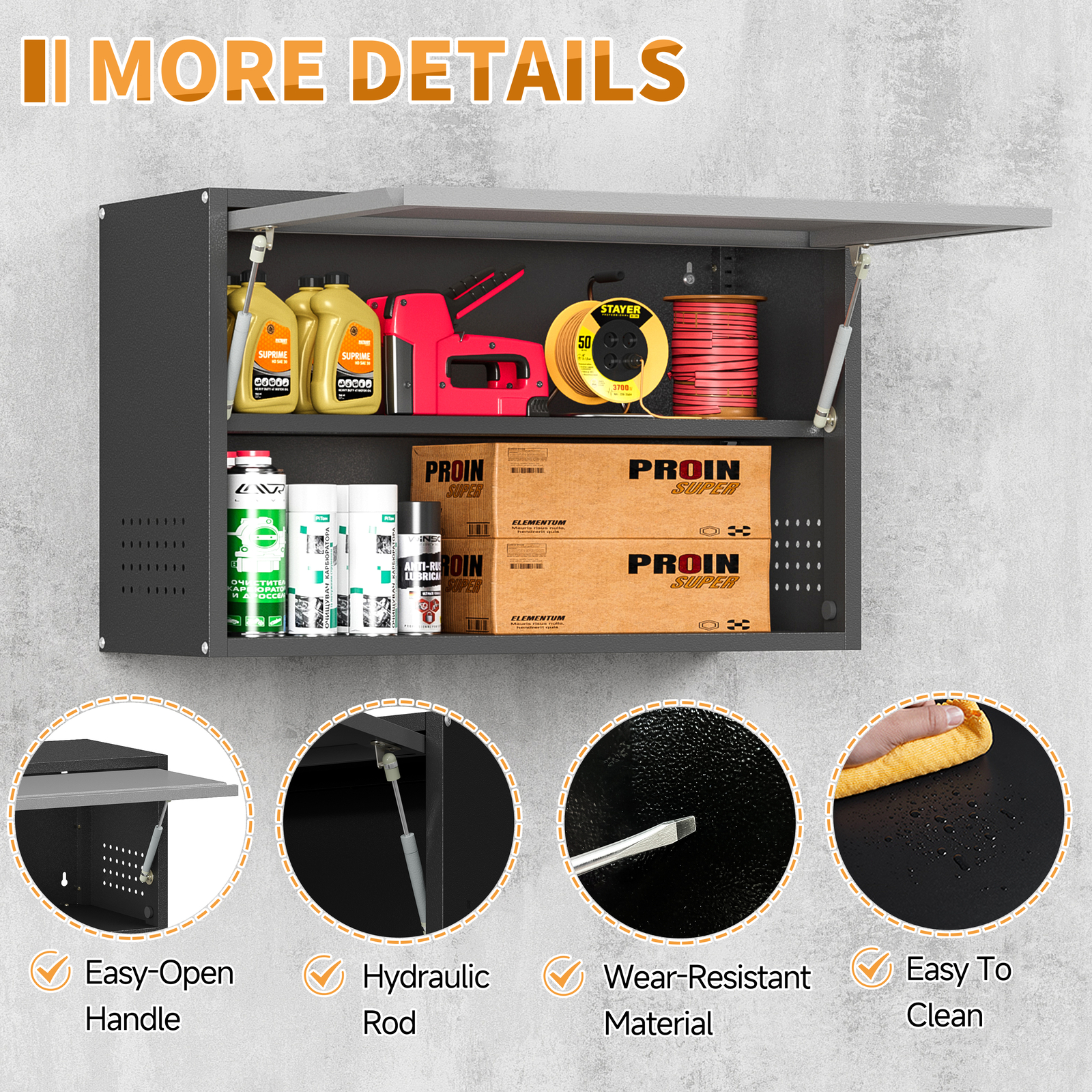 Wall Mounted Metal Storage Cabinet Garage w Adjustable Shelf, Metal Wall Cabinet