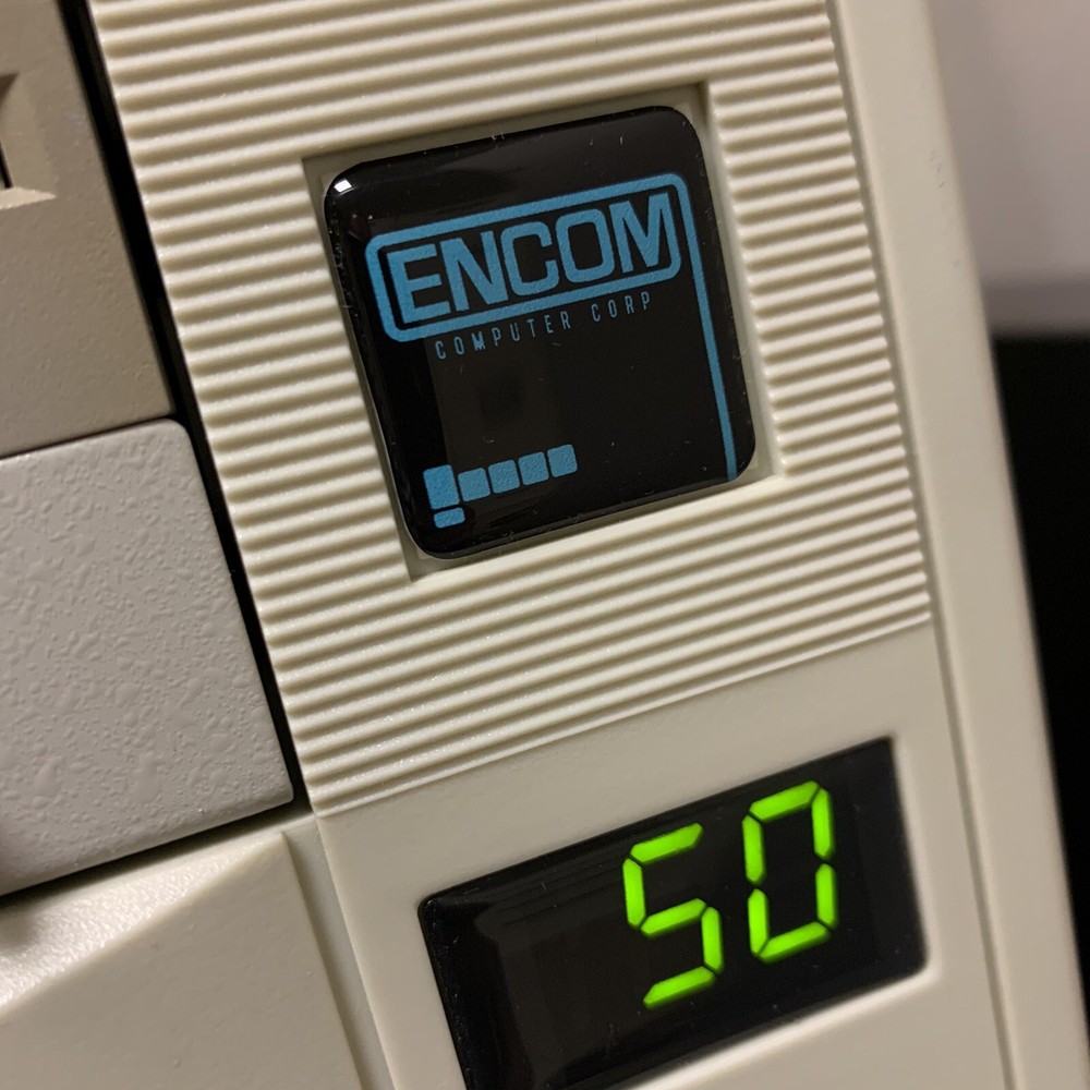 ENCOM - TRON Custom 386 486 Computer Case Badge DOMED Sticker 1x1
