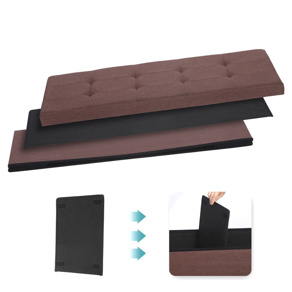 Foldable Storage Ottoman Bench Spacious Storage Chest Footrest Stool Soft