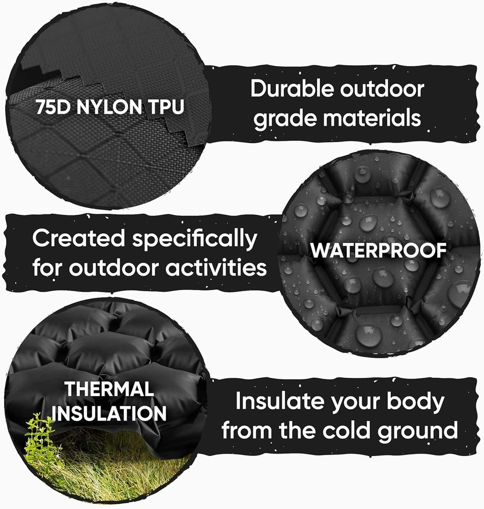 Ultralight Inflatable Sleeping Pad for Camping, Backpacking & Hiking