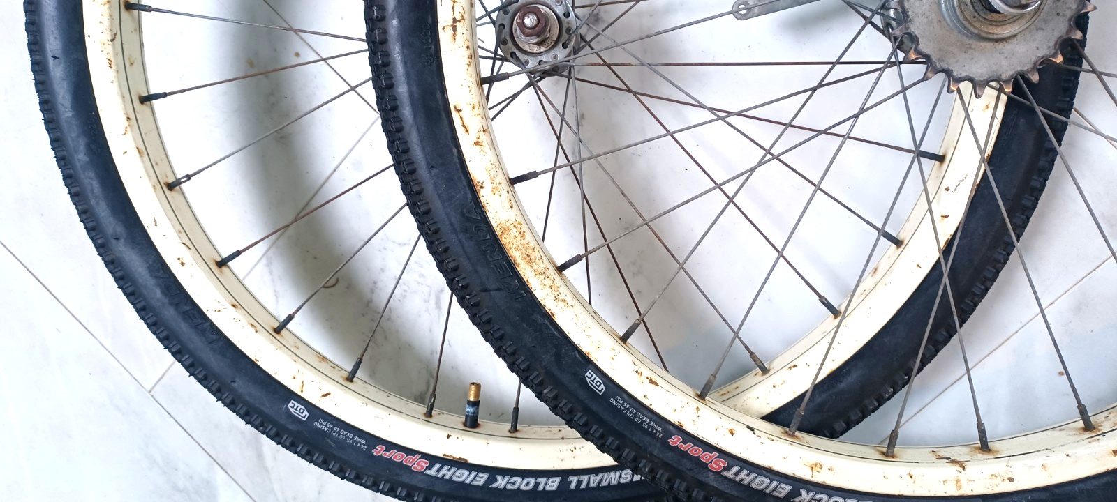 SWEET, 24x2.125" Nice pair Schwinn, S-2 Balloon Enameled Wheels 1950/60s bicycle