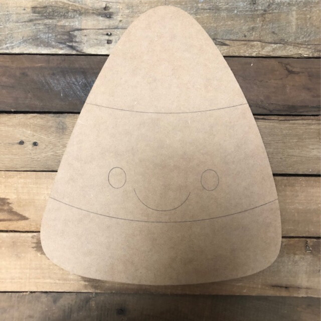 Candy Corn Smiling Cutout, Unfinished Shape, Paint By Line, Engraved Fall Craft