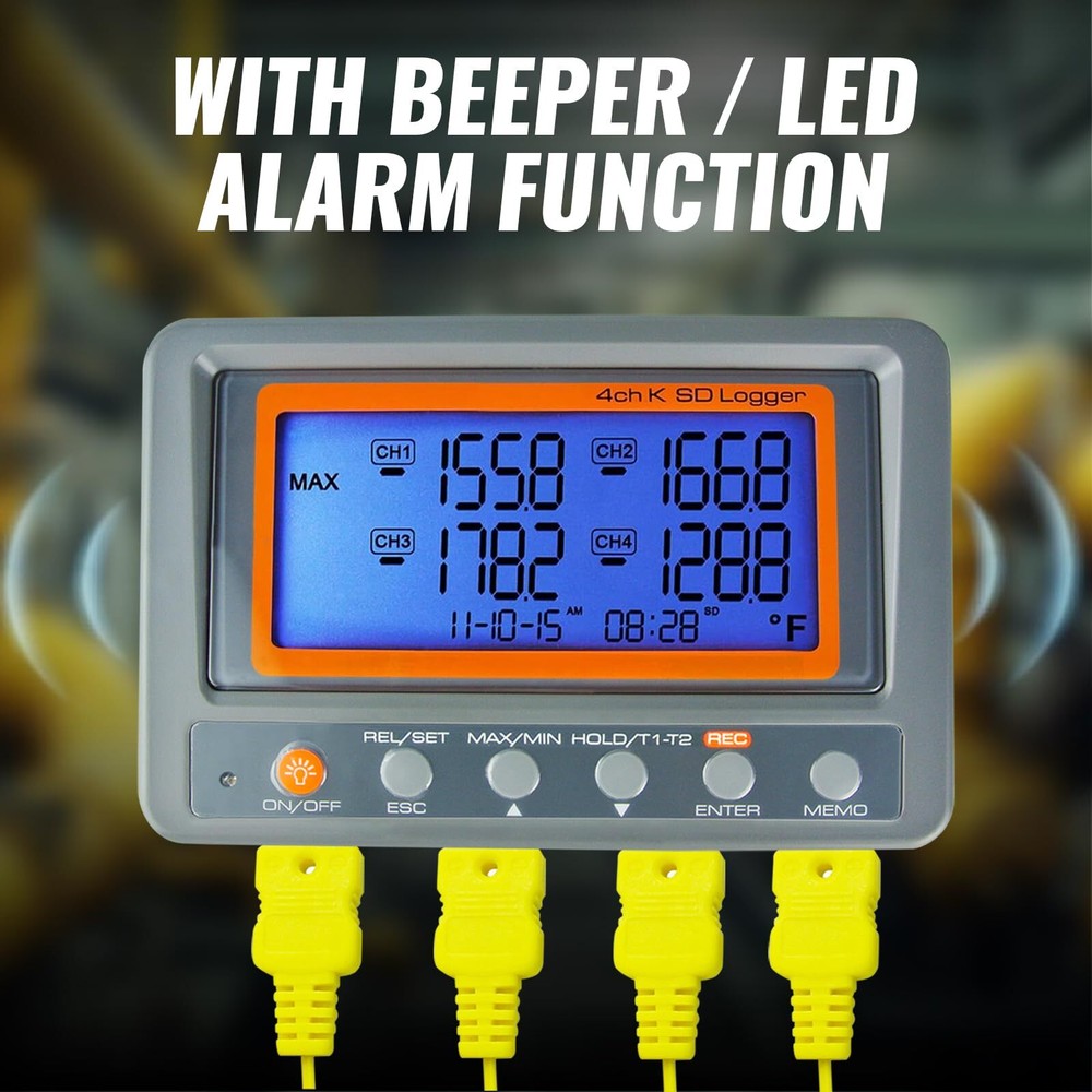 K Type Thermometer Data Logger 4 Channels Thermocouple Thermometer Digital Te...