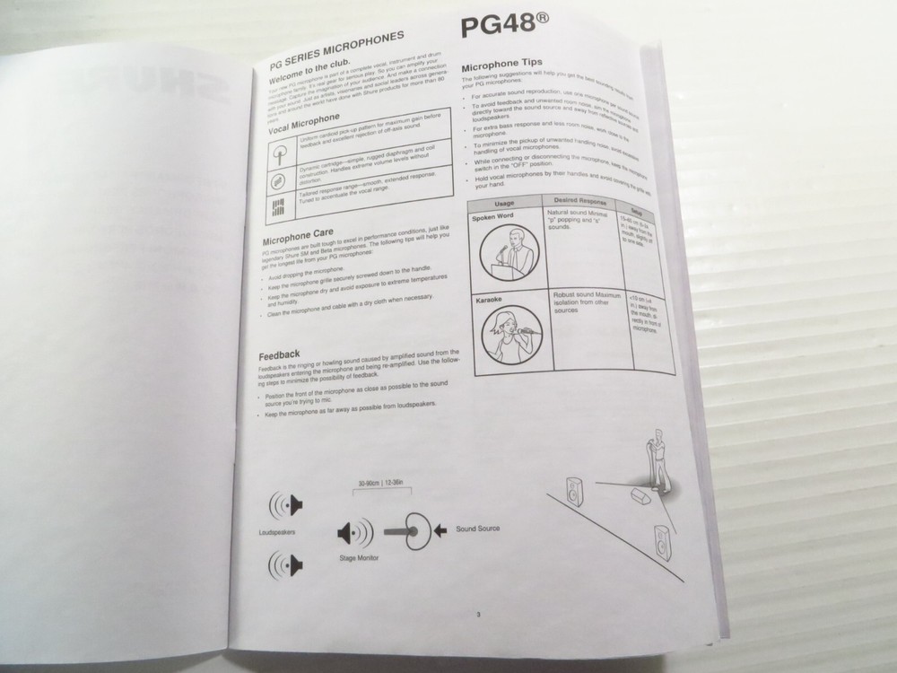 Original OEM Shure PG48 User Guide
