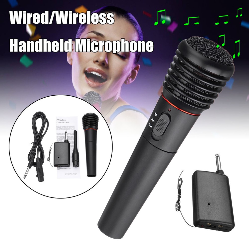 Microphone Wireless/Wired 2 in 1 Handheld Cordless Mic For Karaoke Singing DJ