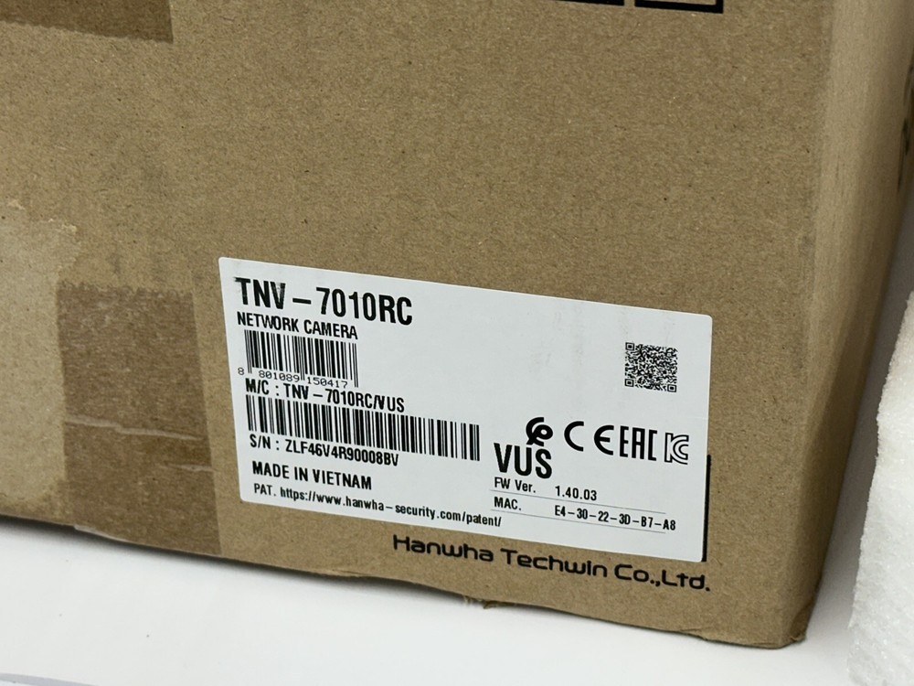 Hanwha Techwin TNV-7010RC 3MP IP Corner Mount Security Camera