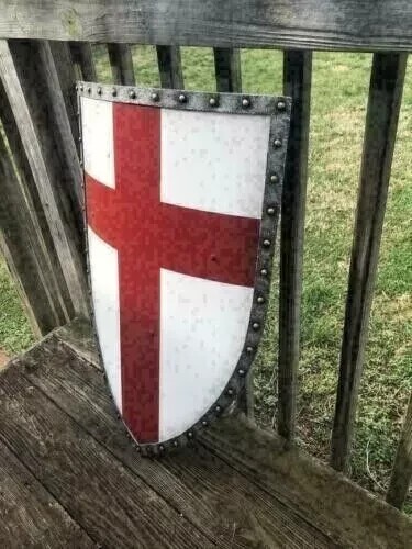 24'' Medieval Crusader Shield Battle Knight Warrior Templar Red Cross Shield