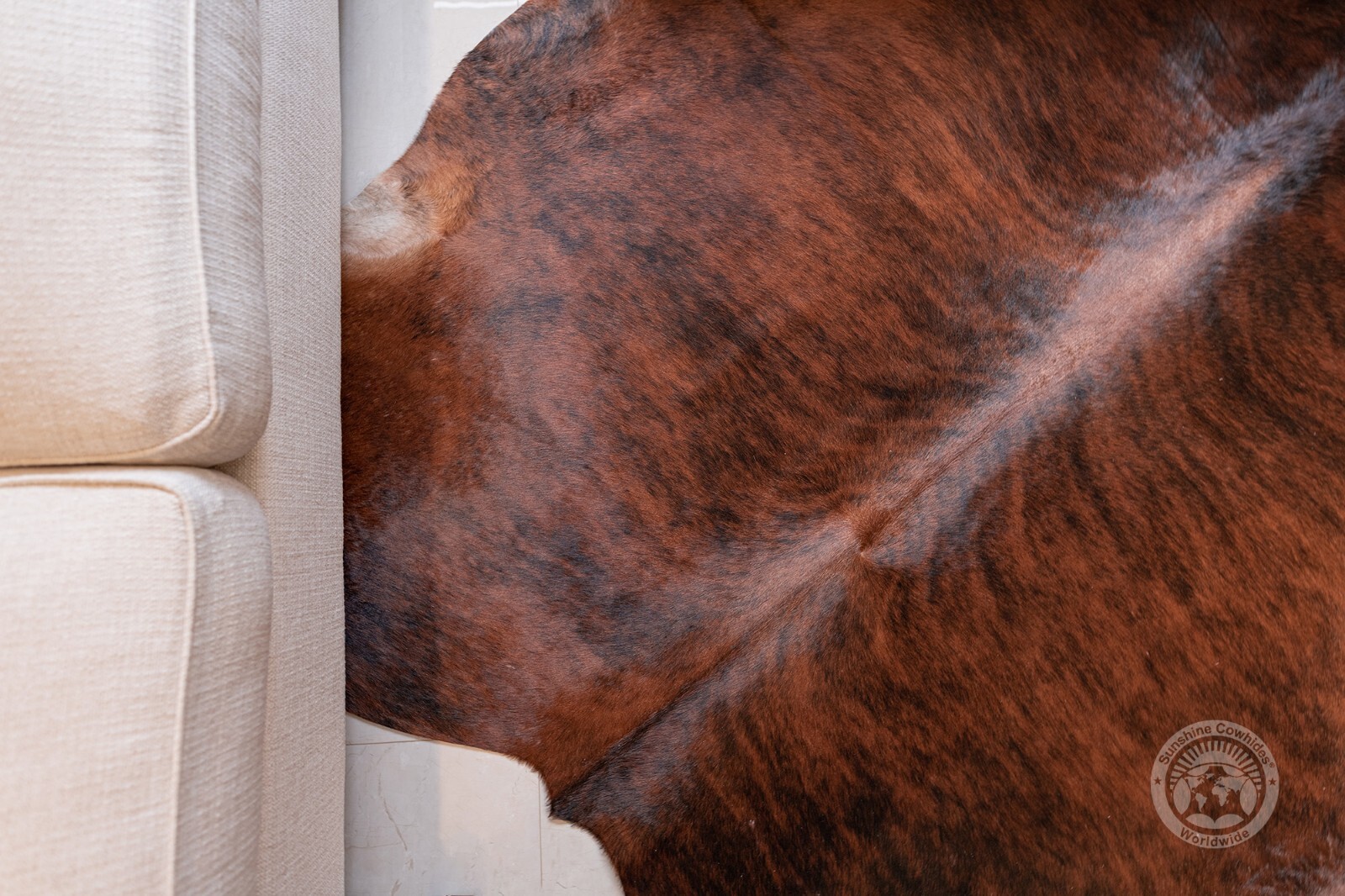 Genuine Cowhide Rug Brindle Reddish - Size 6X6'