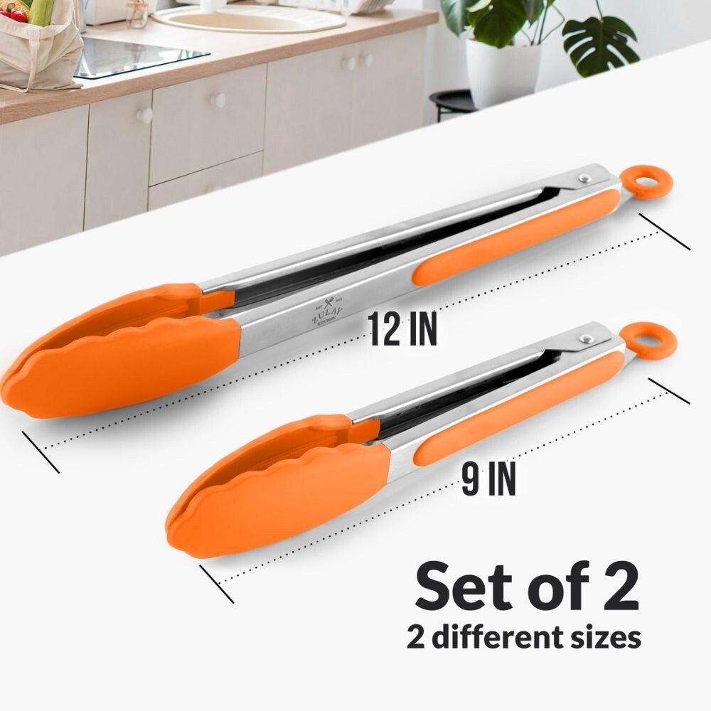 Zulay 2 Piece Tongs for Cooking (9" & 12")
