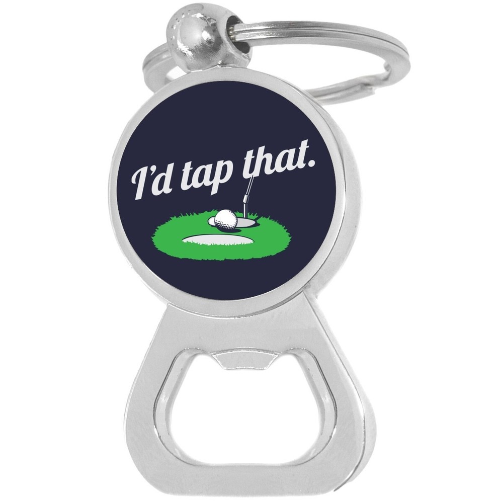I'd Tap That Bottle Opener Keychain - Metal Beer Bar Tool Key Ring