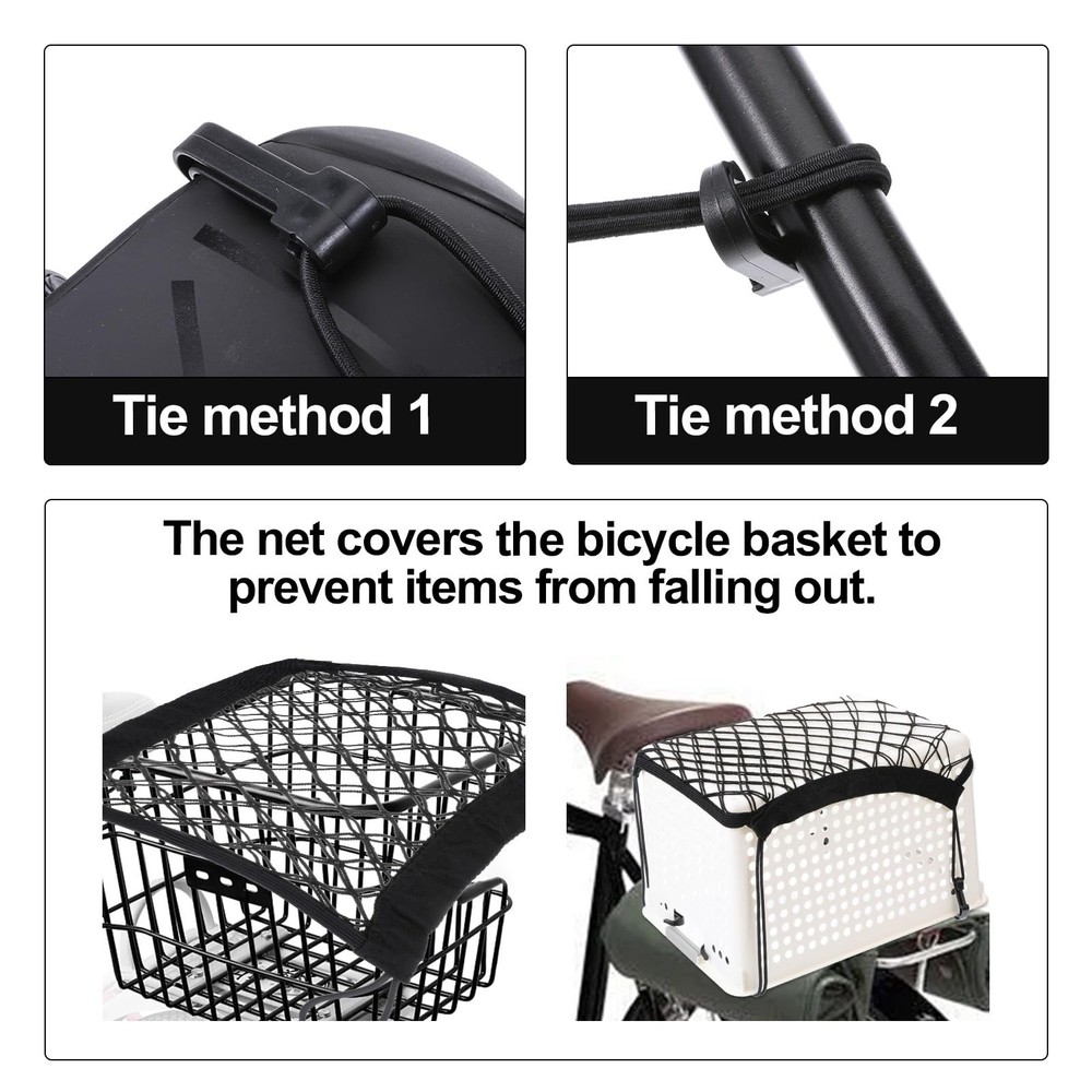 2PCS Motorcycle Bungee Cargo Net, Universal Elastic 28cm x 23cm, Black