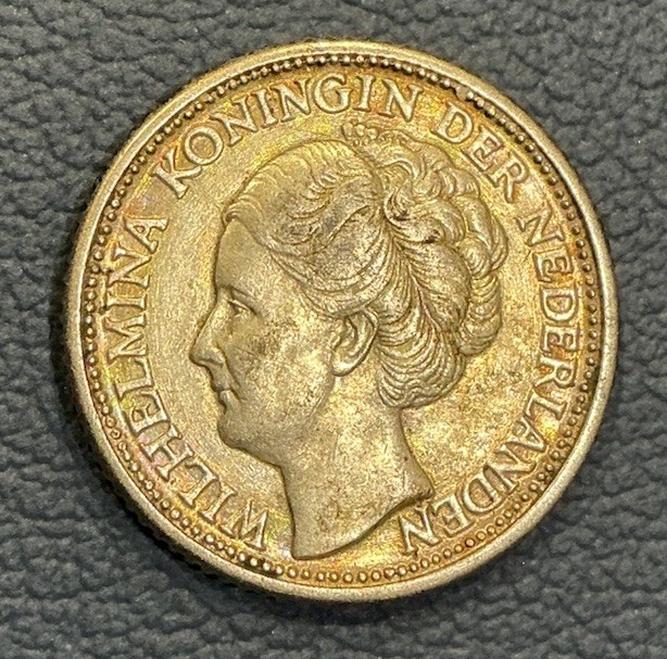1944 Netherlands 25 Cents Silver - Light Toning