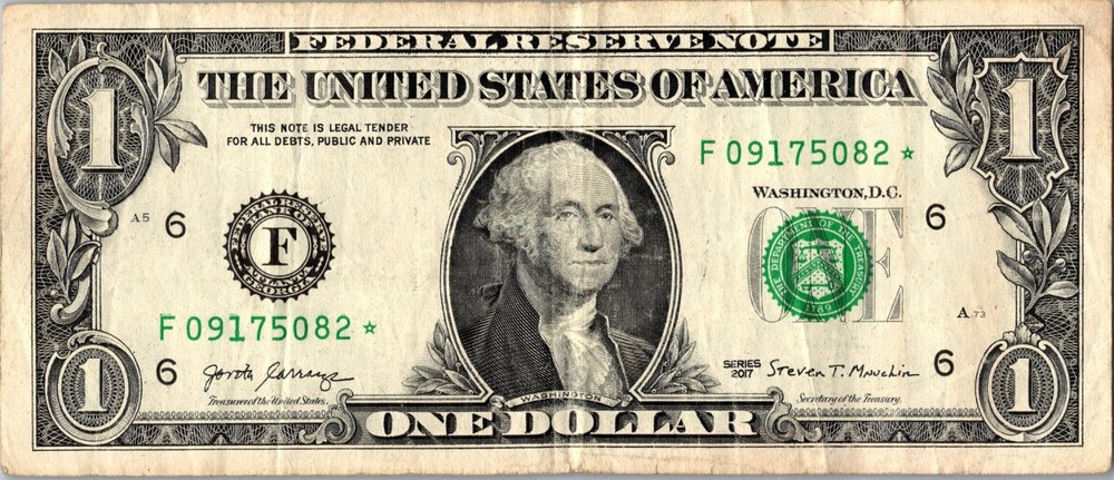 2017 F Star note Fancy Serial Number Regular Run