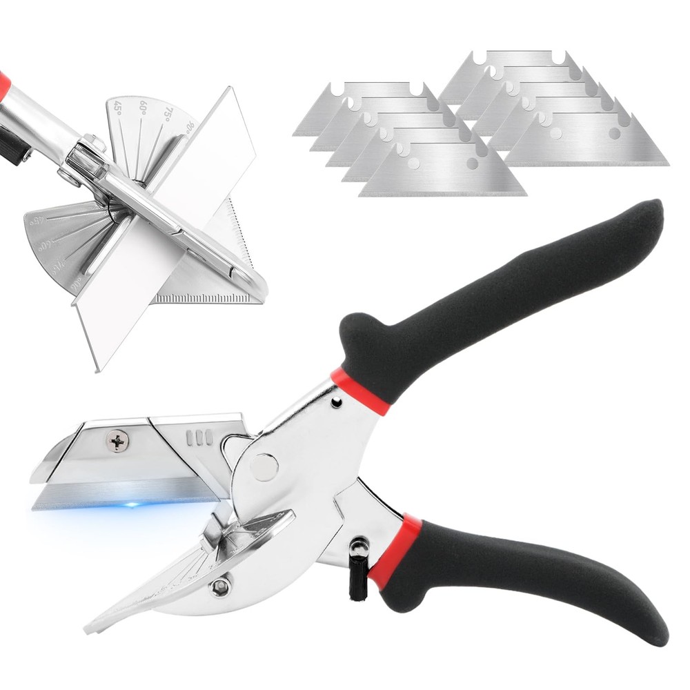 Adjustable Multi Angle Miter Shears with 10 Extra Blades, 45-135 Degree Black