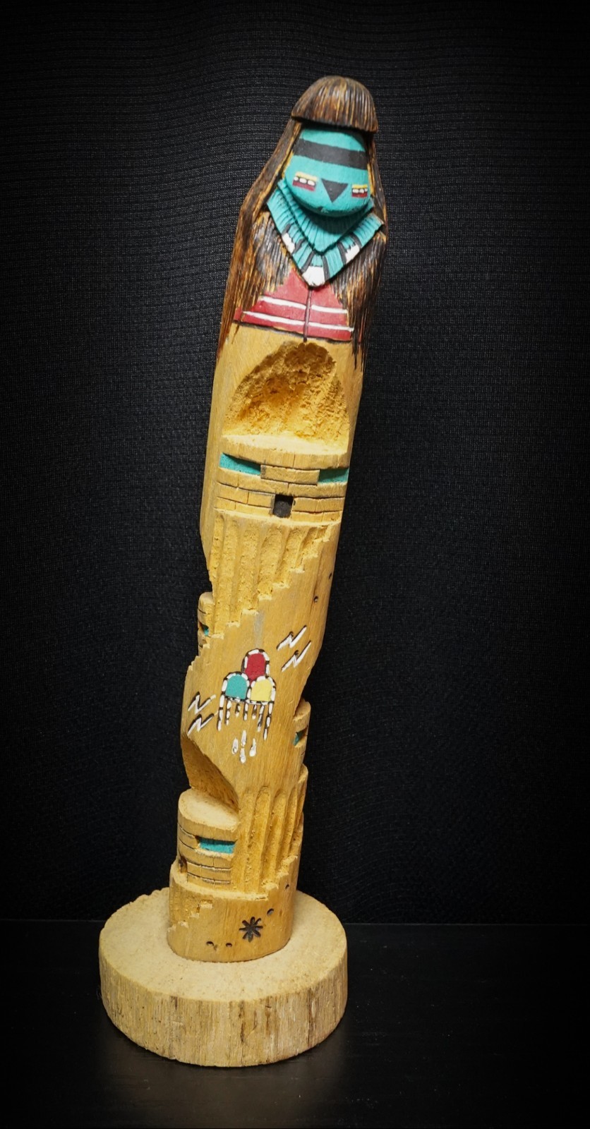 Signed Abeita Hopi Longhair Kachina 10" Mesa Style Katsina Carving