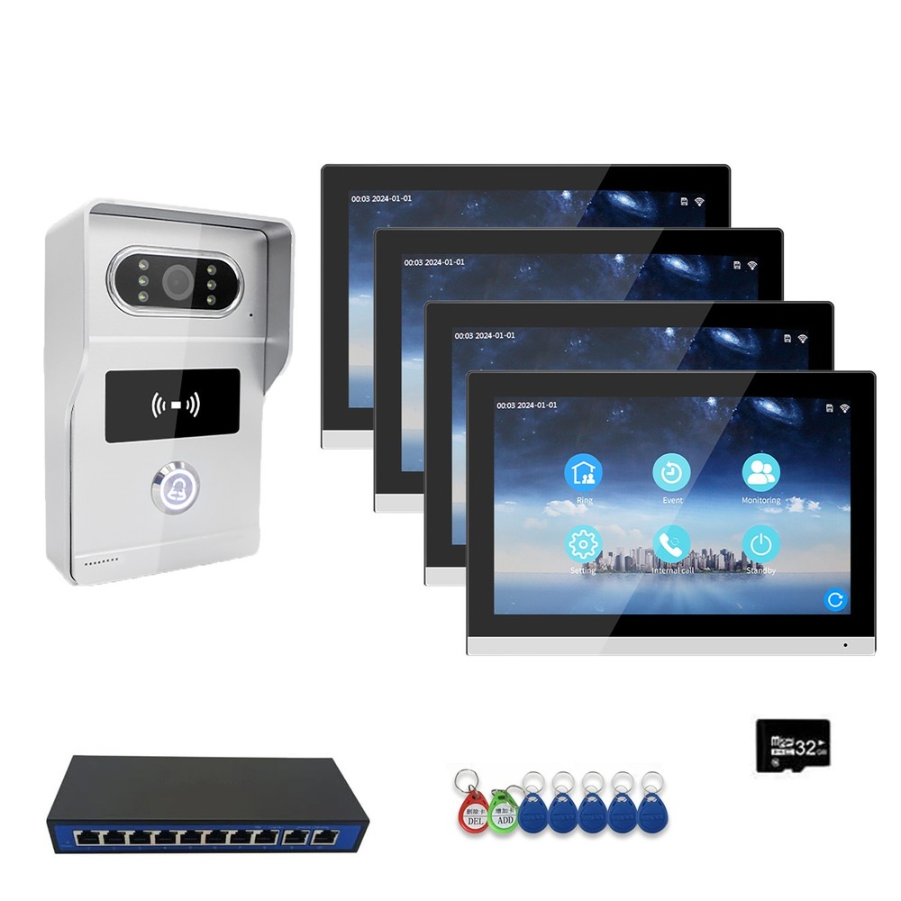 IP Network Video Intercom System for Multi-Unit Residences, 1080P HD Wired Door