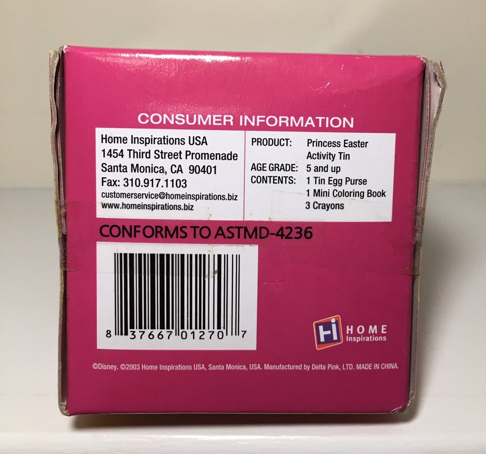 Disney Princess Belle Easter Activity Tin Mini Coloring Book 2003