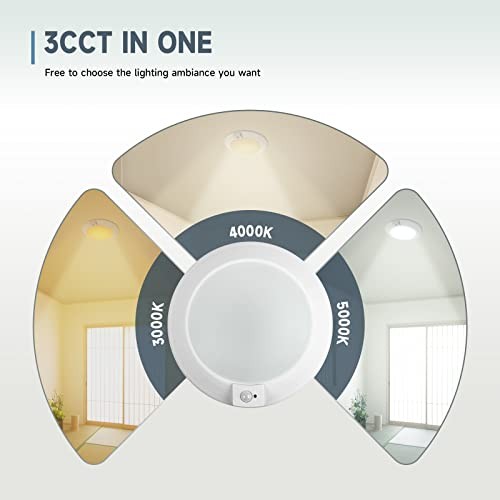 6Inch LED Motion Sensor Ceiling Light, 16W 1000Lm, 3CCT 1 - Pack White