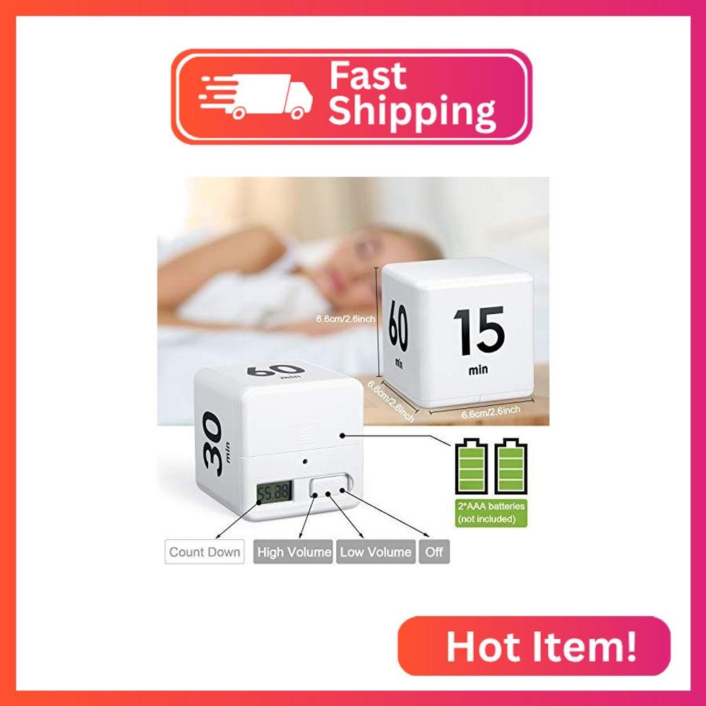 Weewooday Cube Timer, Gravity Sensor Flip Timer for ADHD Productivity, Classroom