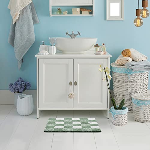 Checkered Bath mats for Bathroom 1'4" x 2' (Rectangular) Checkered-sage Green