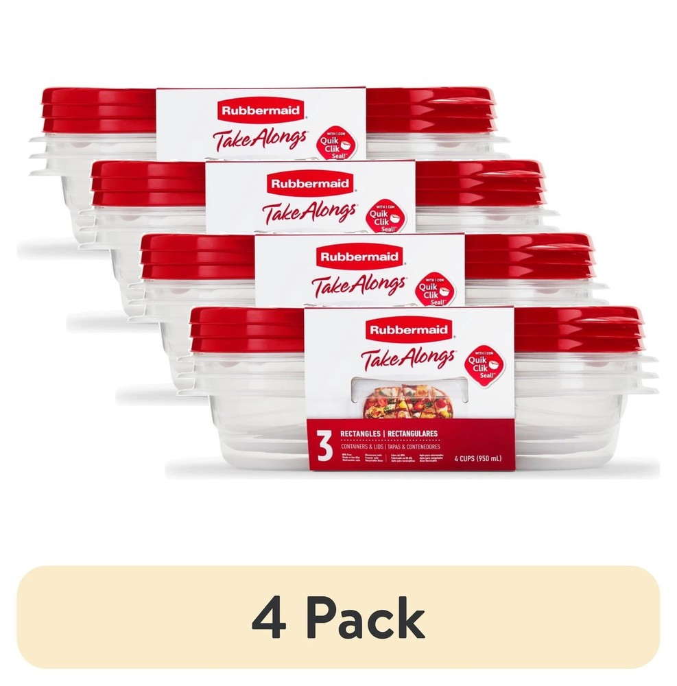 TakeAlongs 4.0-Cup Rectangle Food Storage Containers Ruby Red 3 pack