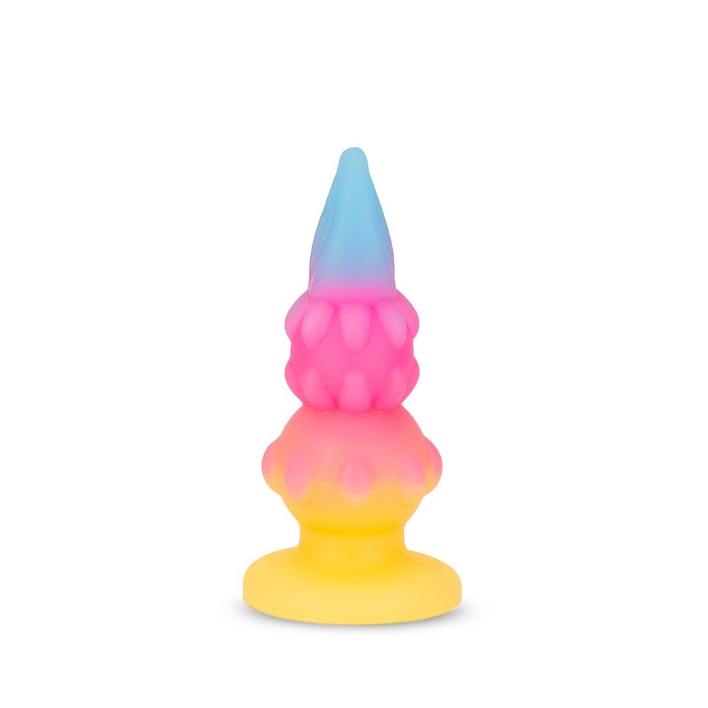 Soft Squeezable Glow in the Dark Silicone Beaded Bumpy Anal Butt Plug Small