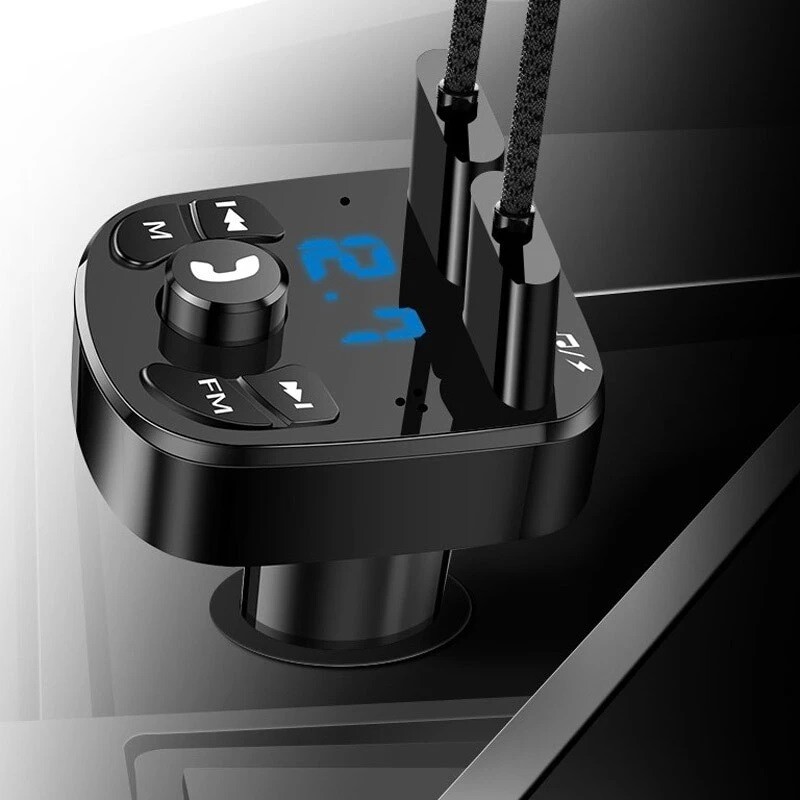Bluetooth 5.0 Car Wireless FM Transmitter Adapter 2USB PD Charger AUX Hands-Free