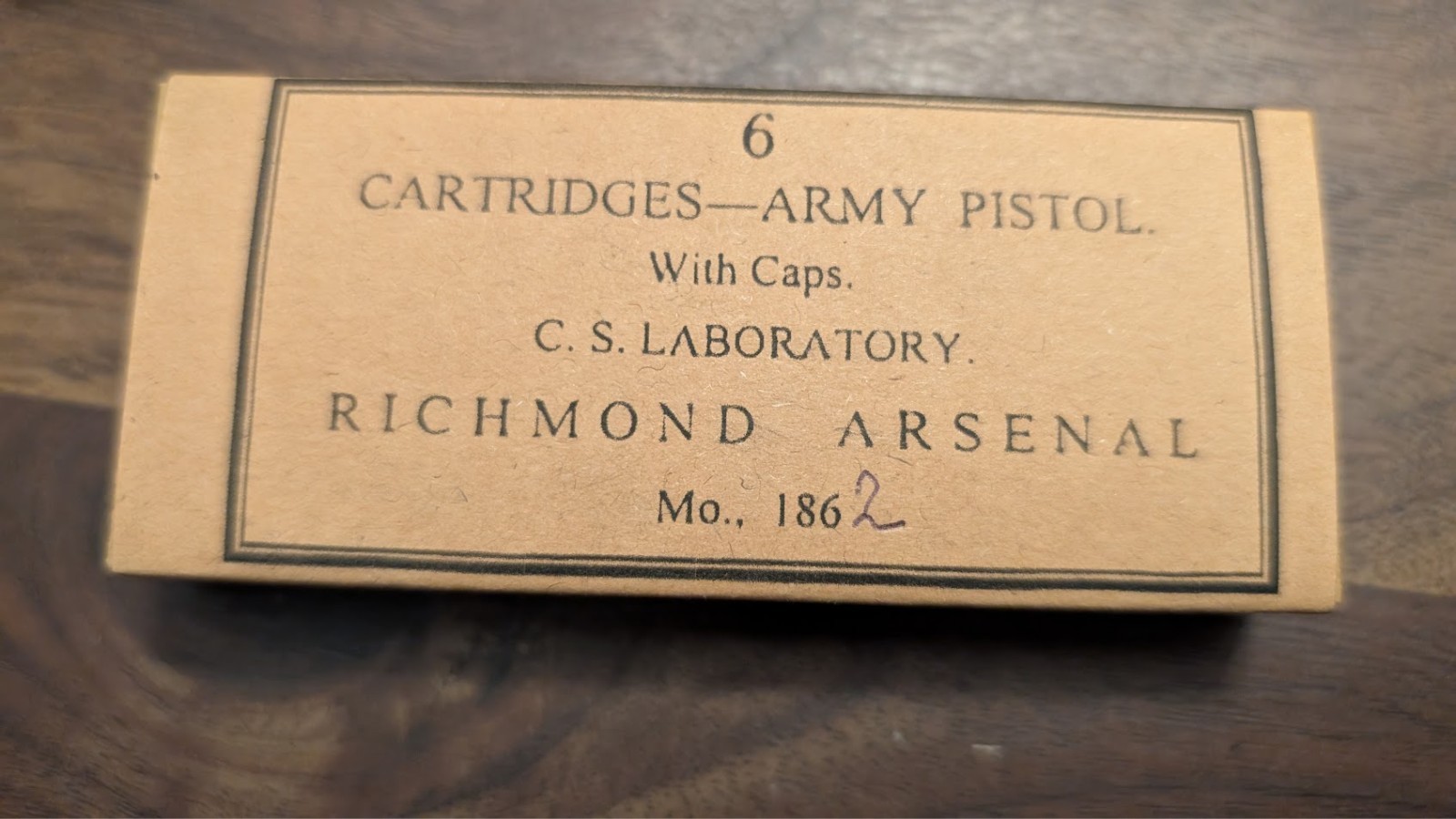 Paper Cartridge Box: .44 Caliber, Richmond Arsenal Style