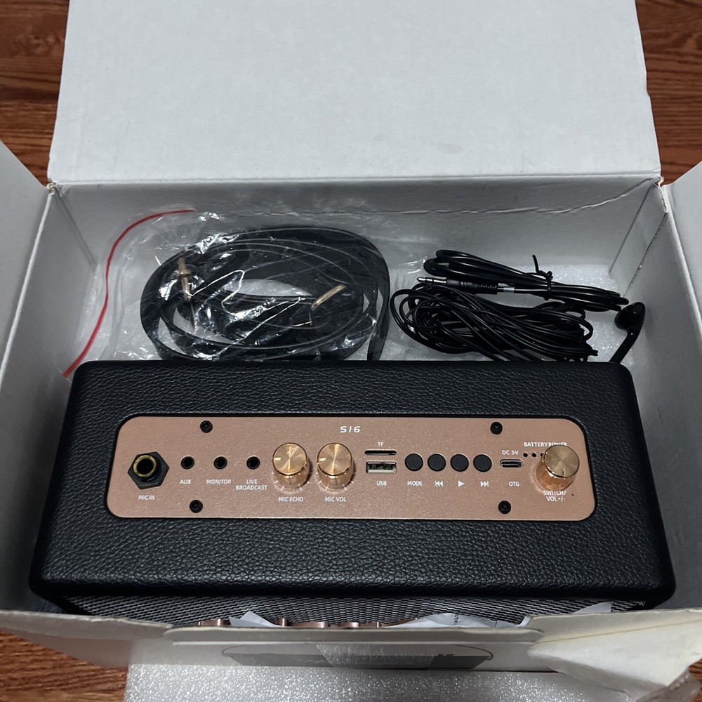 Retro Karaoke Machine with Two Wireless Microphones, Portable Bluetooth Speak...