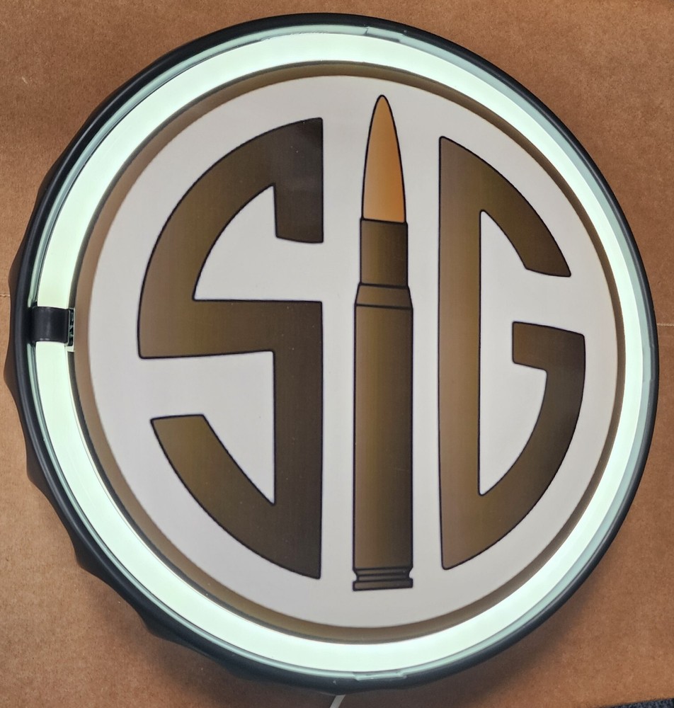 New SIG Firearms 12" Round Led Light Sign Perfect  Gift Idea For Any Man Cave.