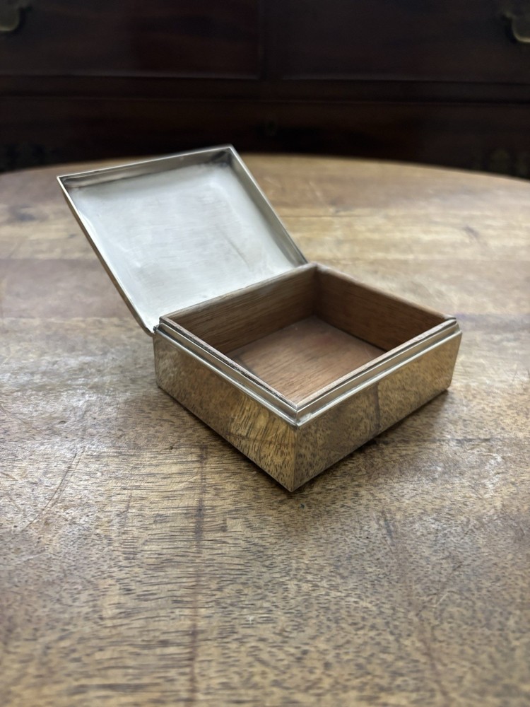 Vintage Presentation EPCA Poole Silver Co Silverplate Trinket Box Wood Interior