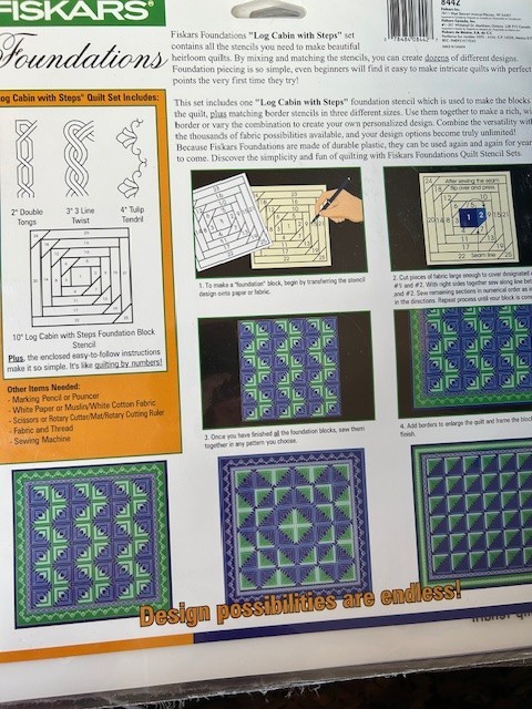 Fiskars Foundations Complete Quilt Stencil Set - Log Cabin with Steps - NEW