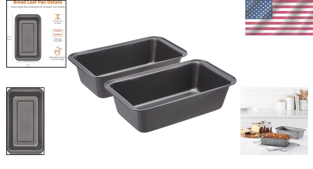 Amazon Basics Rectangular Nonstick Bread Loaf Pan for Baking Meatloaf with Even