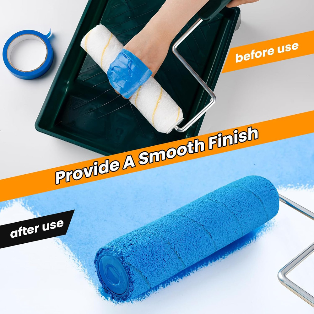 9 Microfiber Paint Roller Covers, 5 Pack, 3/8 Nap for Smooth, Fast Coverage