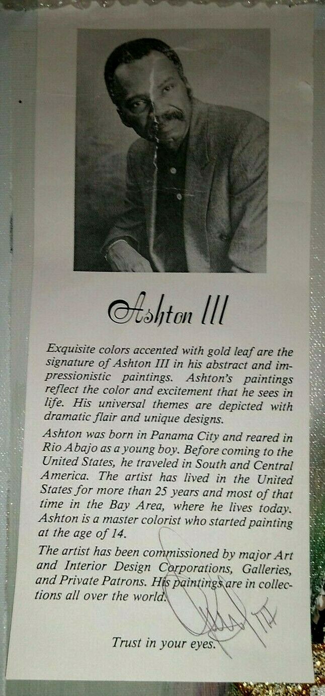 ASHTON III Signed MIXED MEDIA ABSTRACT IMPRESSIONISM PAINTING of a Black Couple