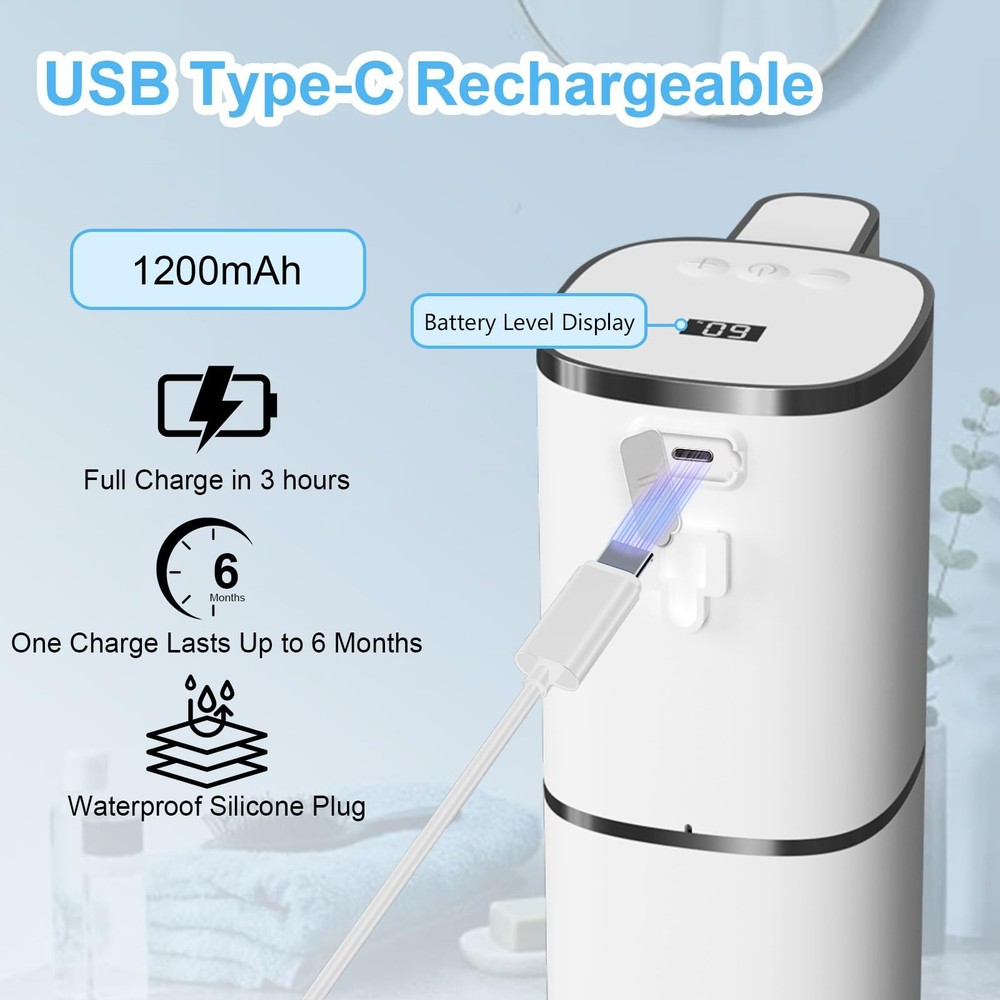 Automatic Foaming Soap Dispenser Touchless, USB Rechargeable Smart Hand Soap ...